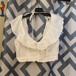 White crop top blouse